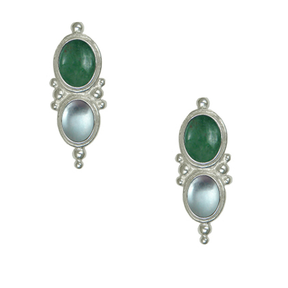 Sterling Silver Drop Dangle Earrings With Jade